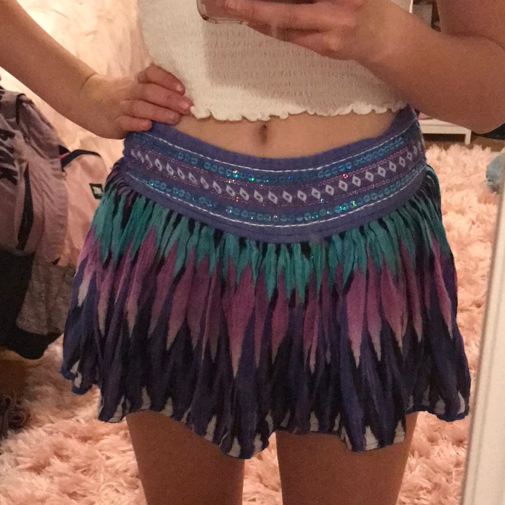 Blue and purple skirt.